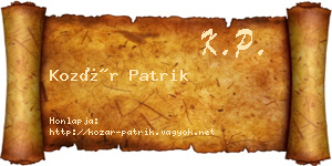 Kozár Patrik névjegykártya